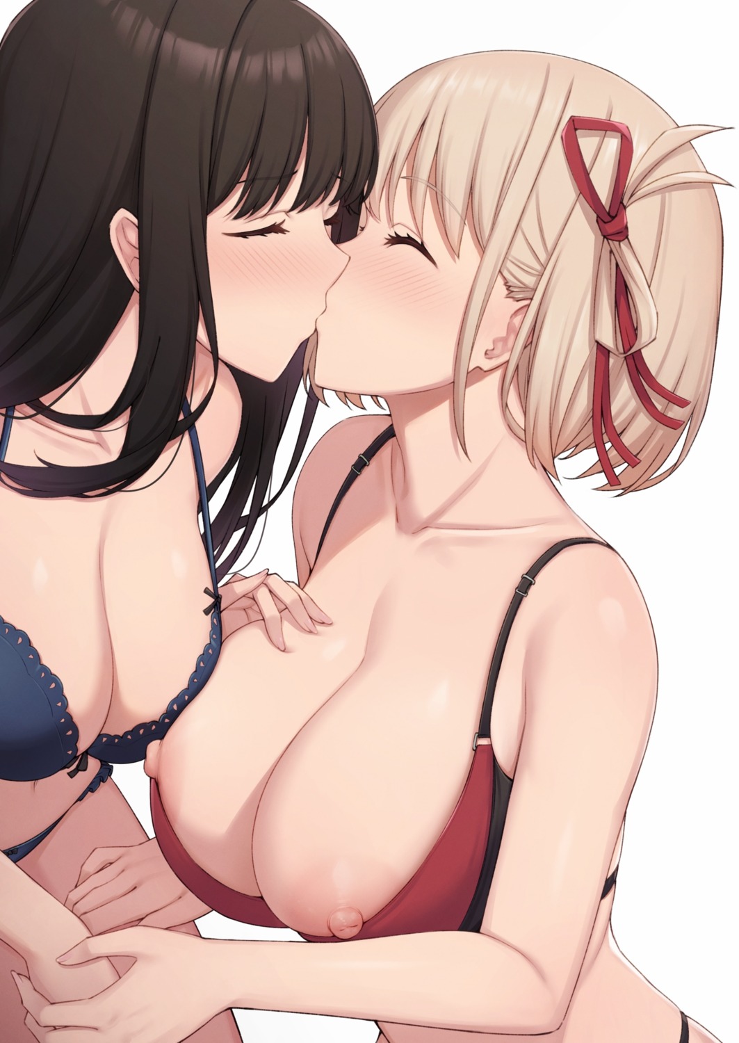 bra fou_zi inoue_takina lycoris_recoil nipples nishikigi_chisato pantsu yuri