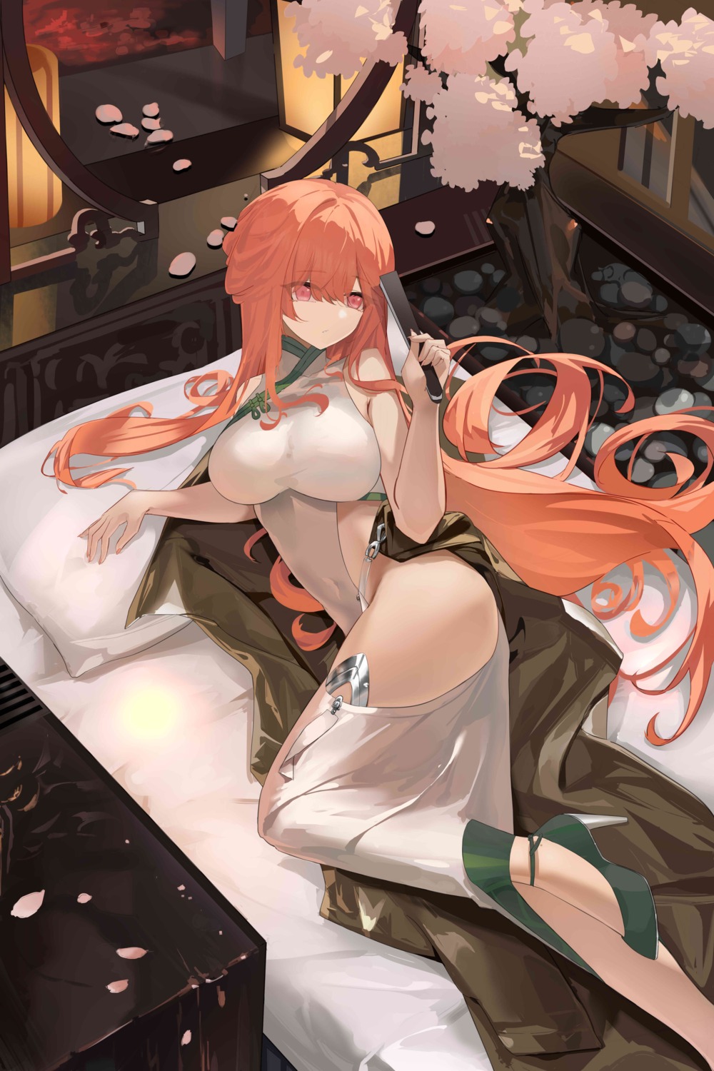 azur_lane chinadress heels jpeg_artifacts lilin nopan perseus_(azur_lane)