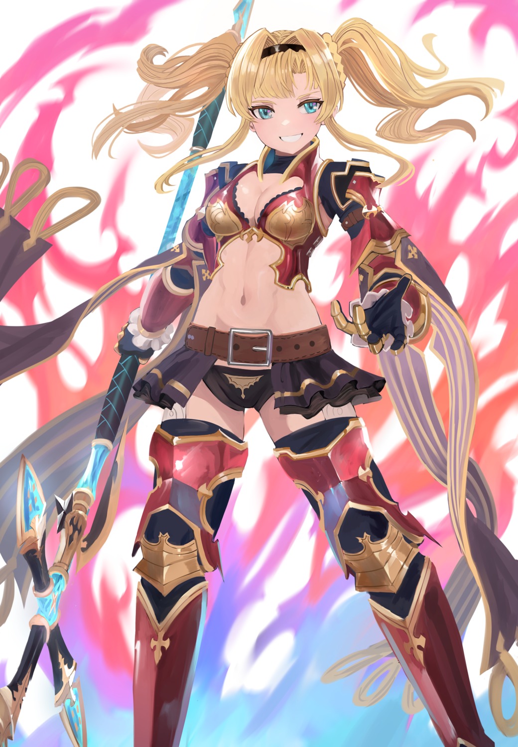 armor bikini_armor granblue_fantasy jourd4n thighhighs weapon zeta_(granblue_fantasy)
