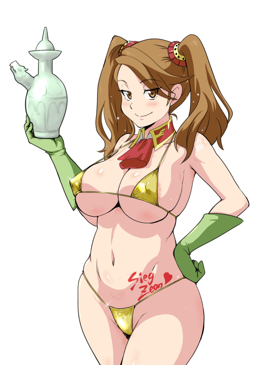 areola bikini erect_nipples gundam gundam_build_fighters gundam_build_fighters_try minpei_ichigo sazaki_kaoruko swimsuits