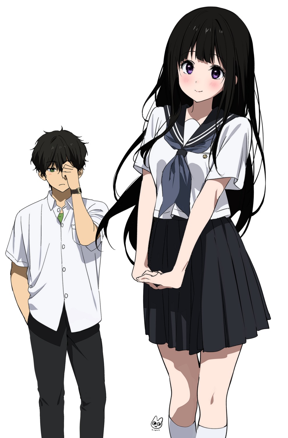 chitanda_eru hyouka mery_(yangmalgage) oreki_houtarou seifuku