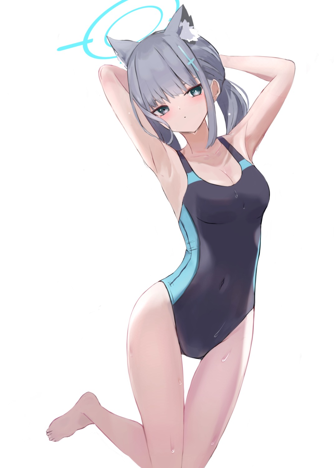 animal_ears blue_archive halo it_ai nekomimi sunaookami_shiroko swimsuits