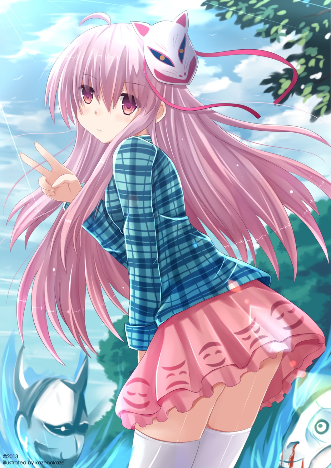 hata_no_kokoro kazenokaze thighhighs touhou