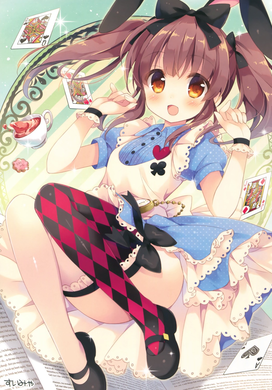 alice alice_in_wonderland animal_ears bunny_ears cosplay dress ogata_chieri suimya the_idolm@ster the_idolm@ster_cinderella_girls thighhighs