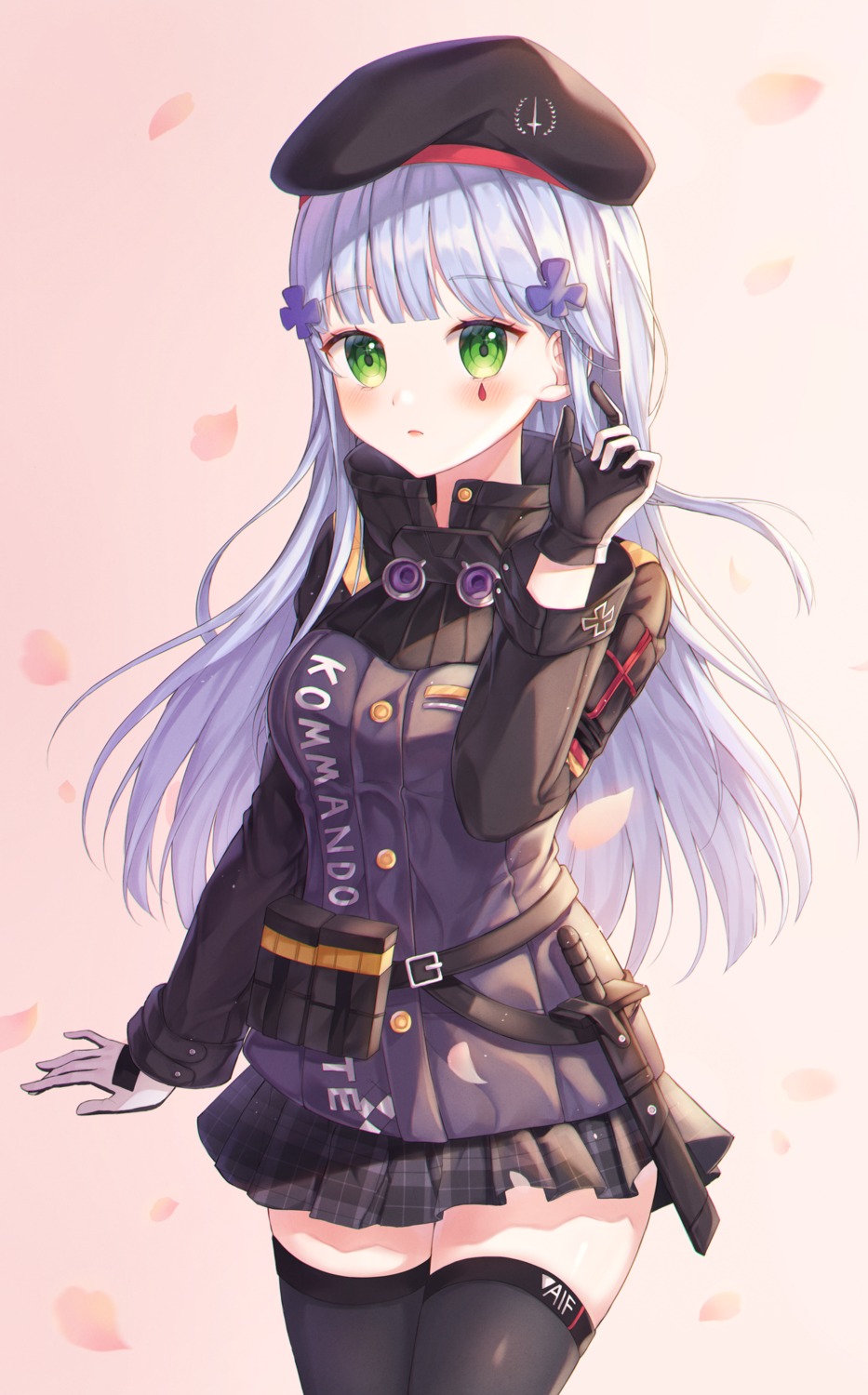 girls_frontline hk416_(girls_frontline) monjja thighhighs uniform weapon