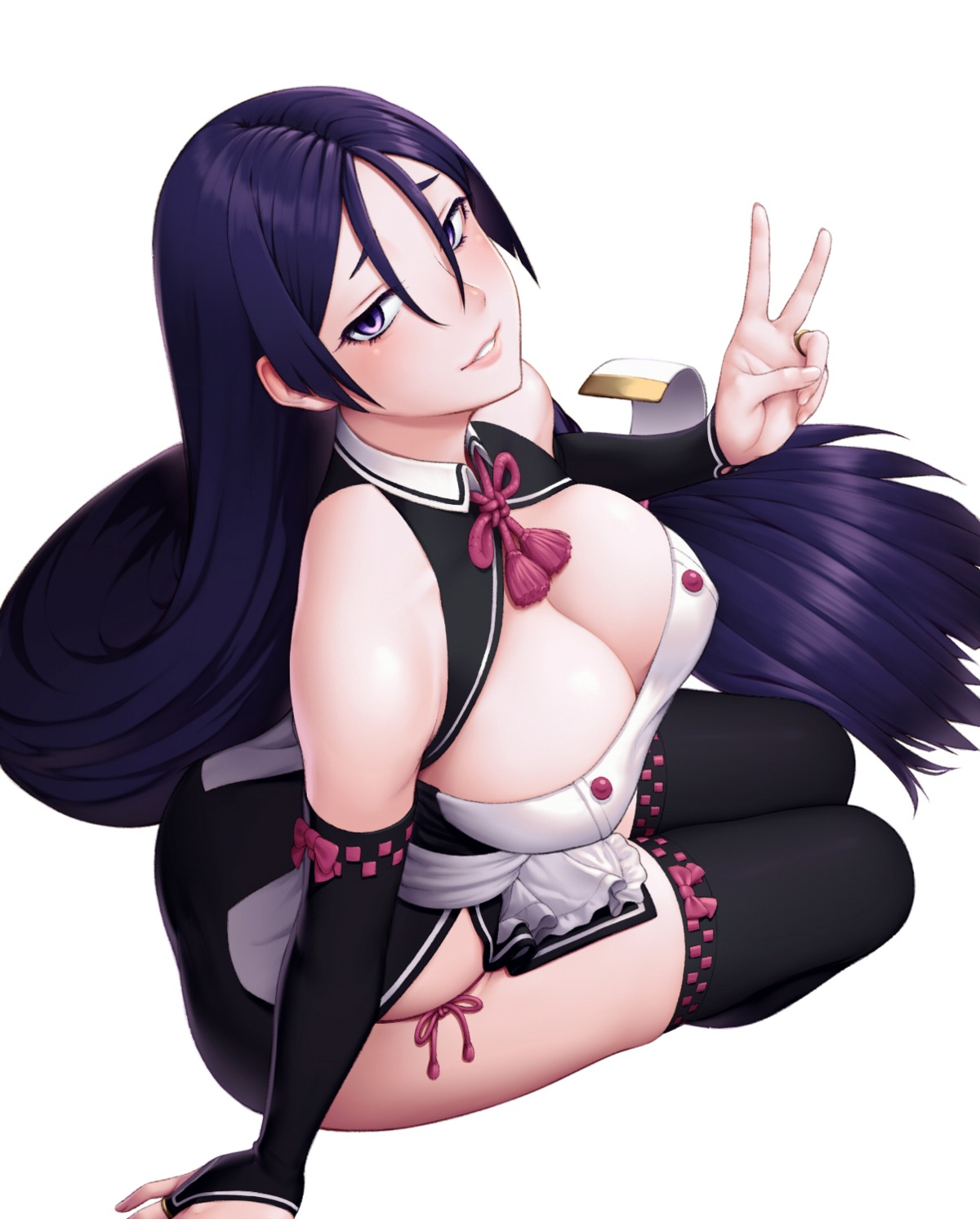 amase_(yagami666) cleavage fate/grand_order minamoto_no_raikou_(fate/grand_order) thighhighs