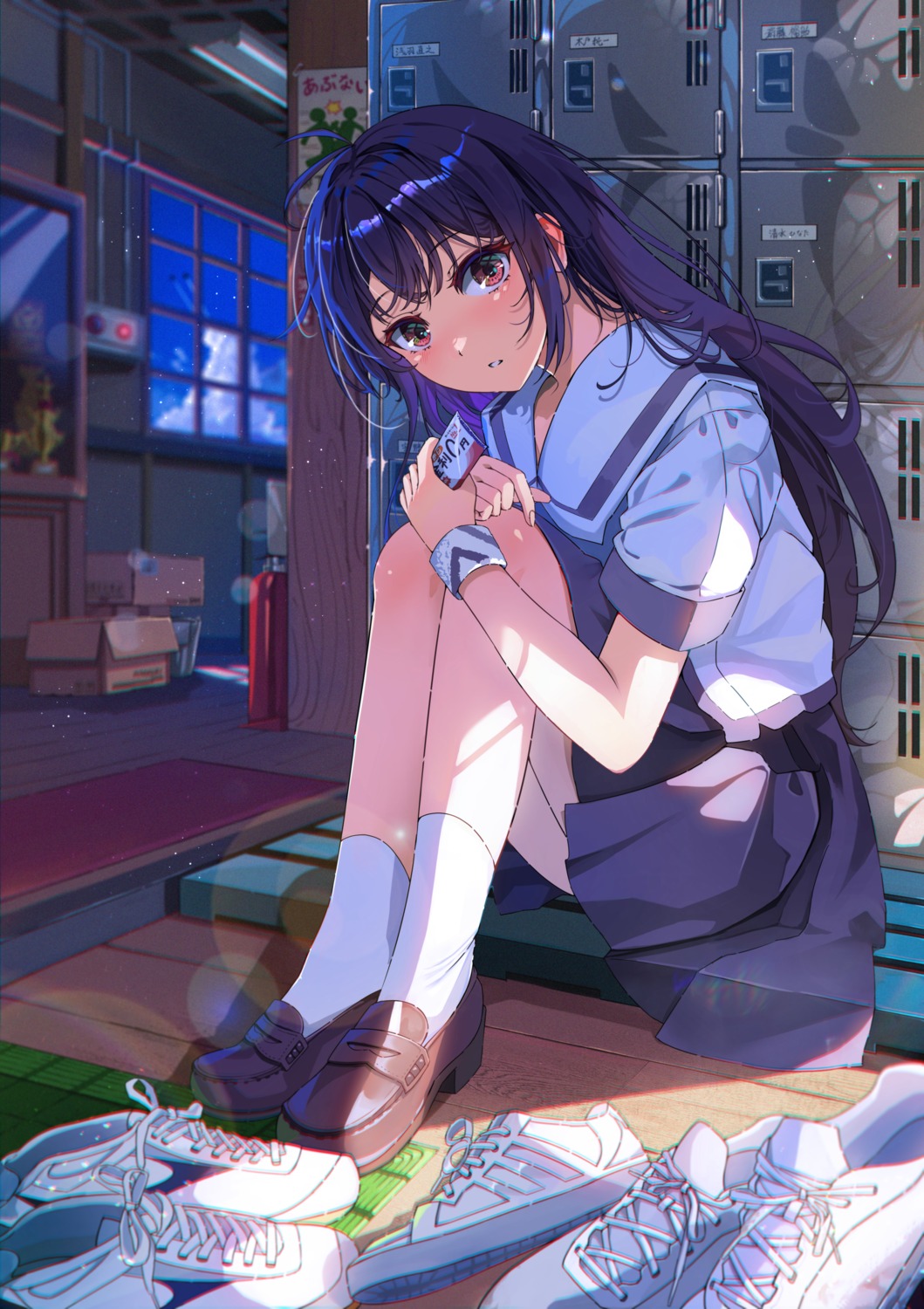 iriya_kana iriya_no_sora_ufo_no_natsu sakatsuki_yakumo seifuku skirt_lift