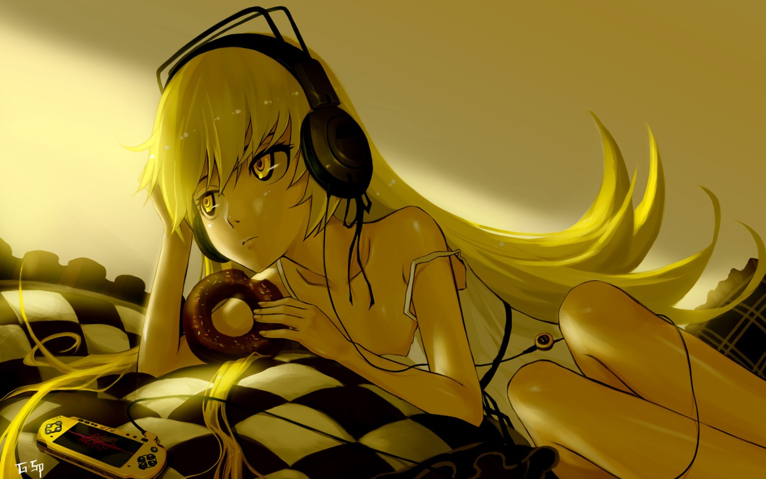 bakemonogatari g_scream headphones monogatari_(series) oshino_shinobu