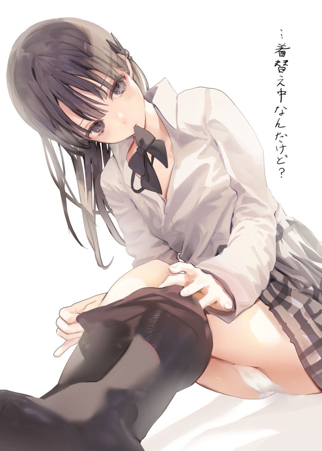 cameltoe iijima_masashi pantsu pantyhose seifuku skirt_lift undressing