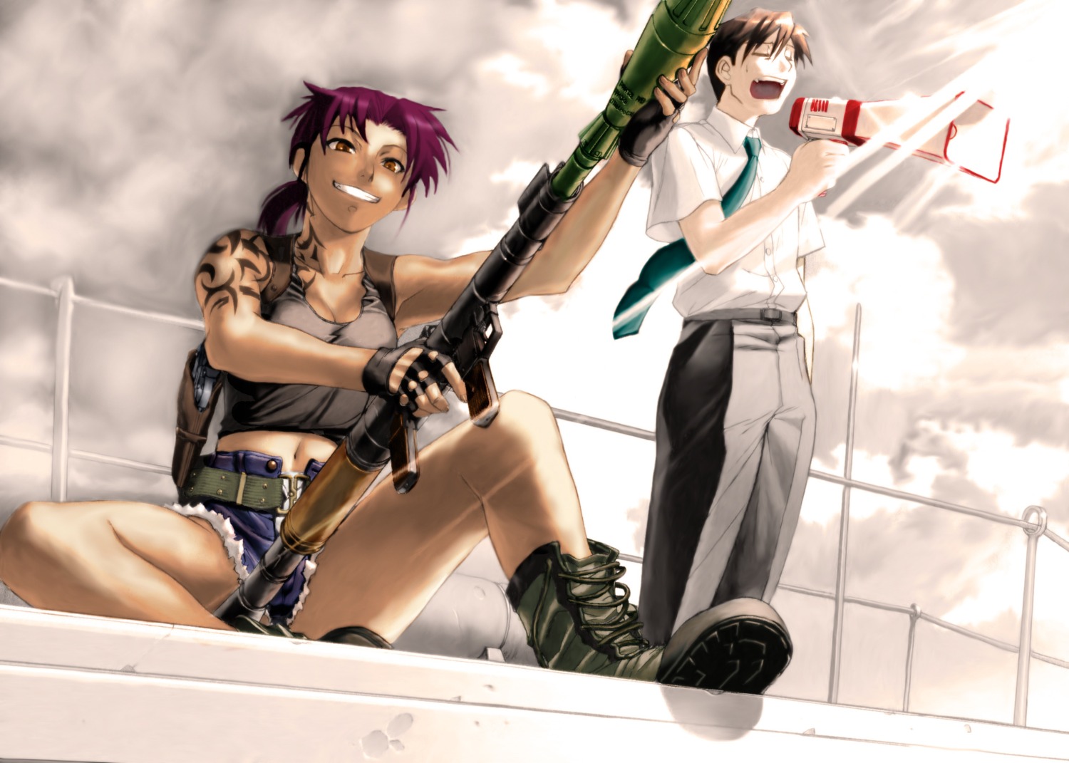 black_lagoon gun hiroe_rei revy rock tattoo