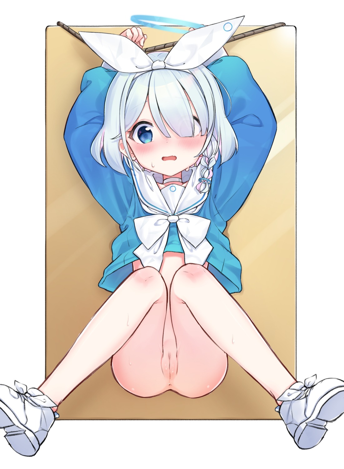 anus arona_(blue_archive) blue_archive bondage bottomless halo loli pussy seifuku shokupan_(slvk12) uncensored