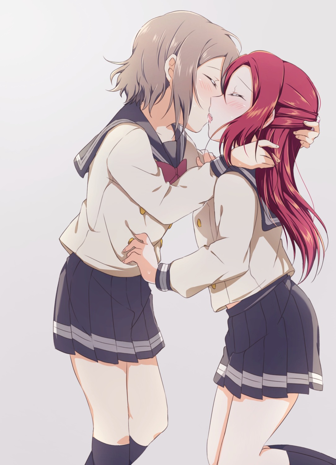 love_live!_sunshine!! sakurauchi_riko seifuku watanabe_you yuchi_(salmon-1000) yuri