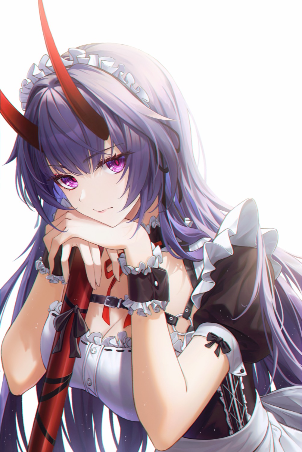 benghuai_xueyuan cleavage honkai_impact horns maid raiden_mei star-ring