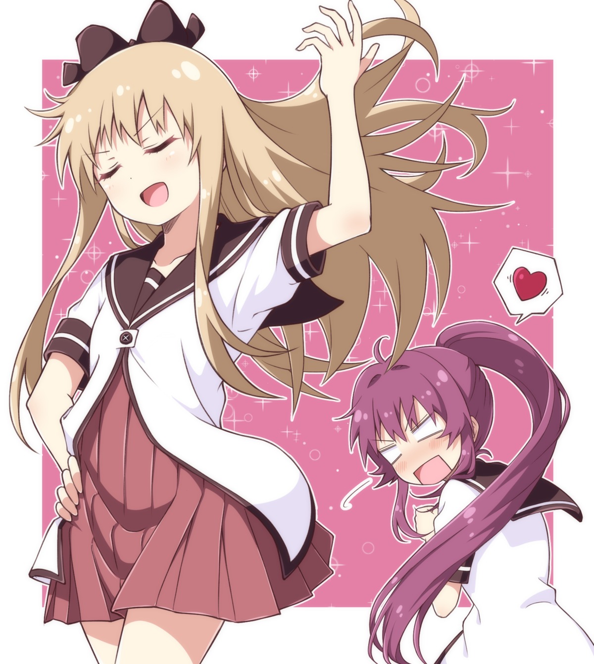 toshinou kyouko, akaza akari, funami yui, and yoshikawa chinatsu (yuru  yuri) drawn by pontasu