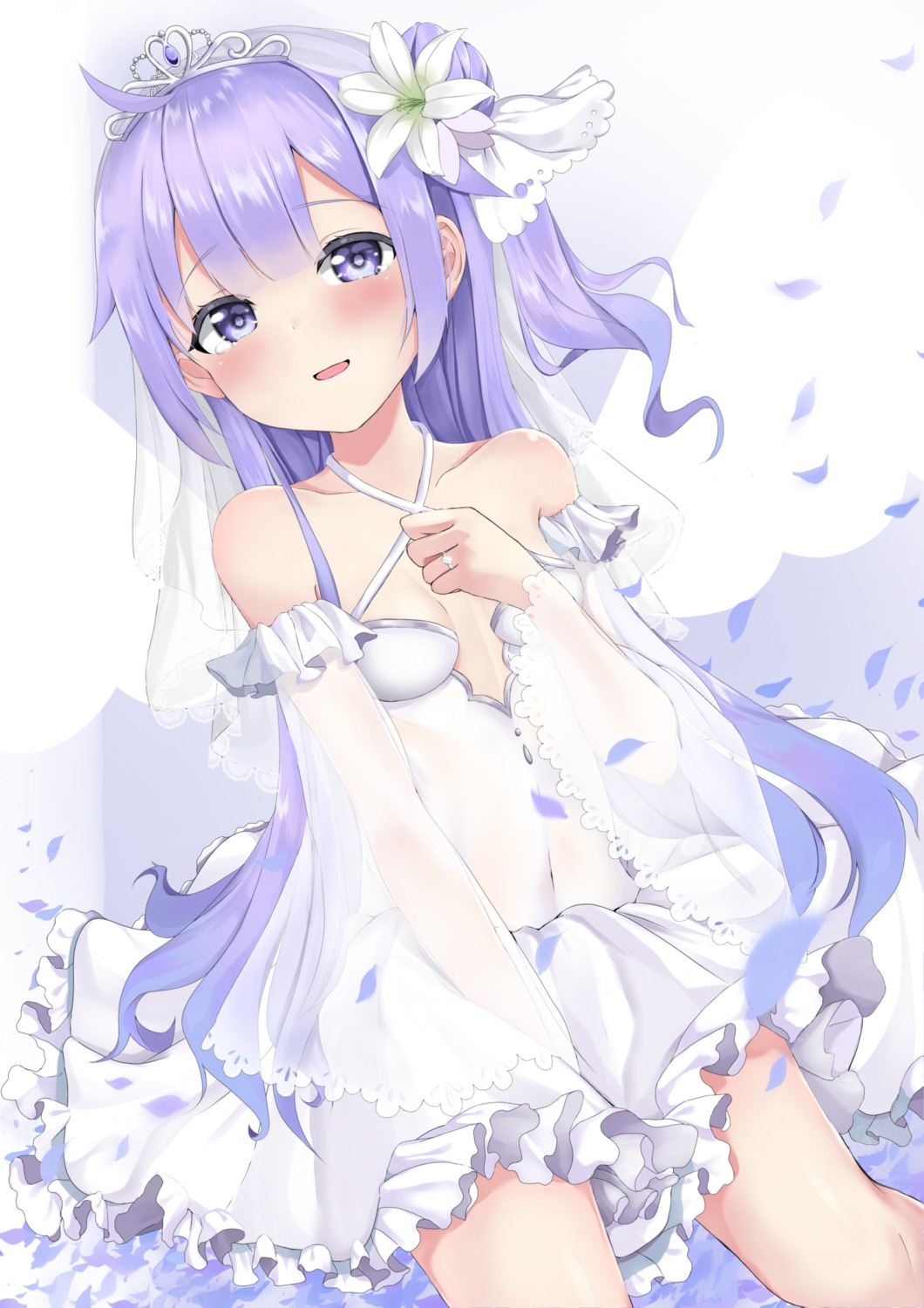 azur_lane cleavage dress no_bra see_through senagawa_roro unicorn_(azur_lane) wedding_dress