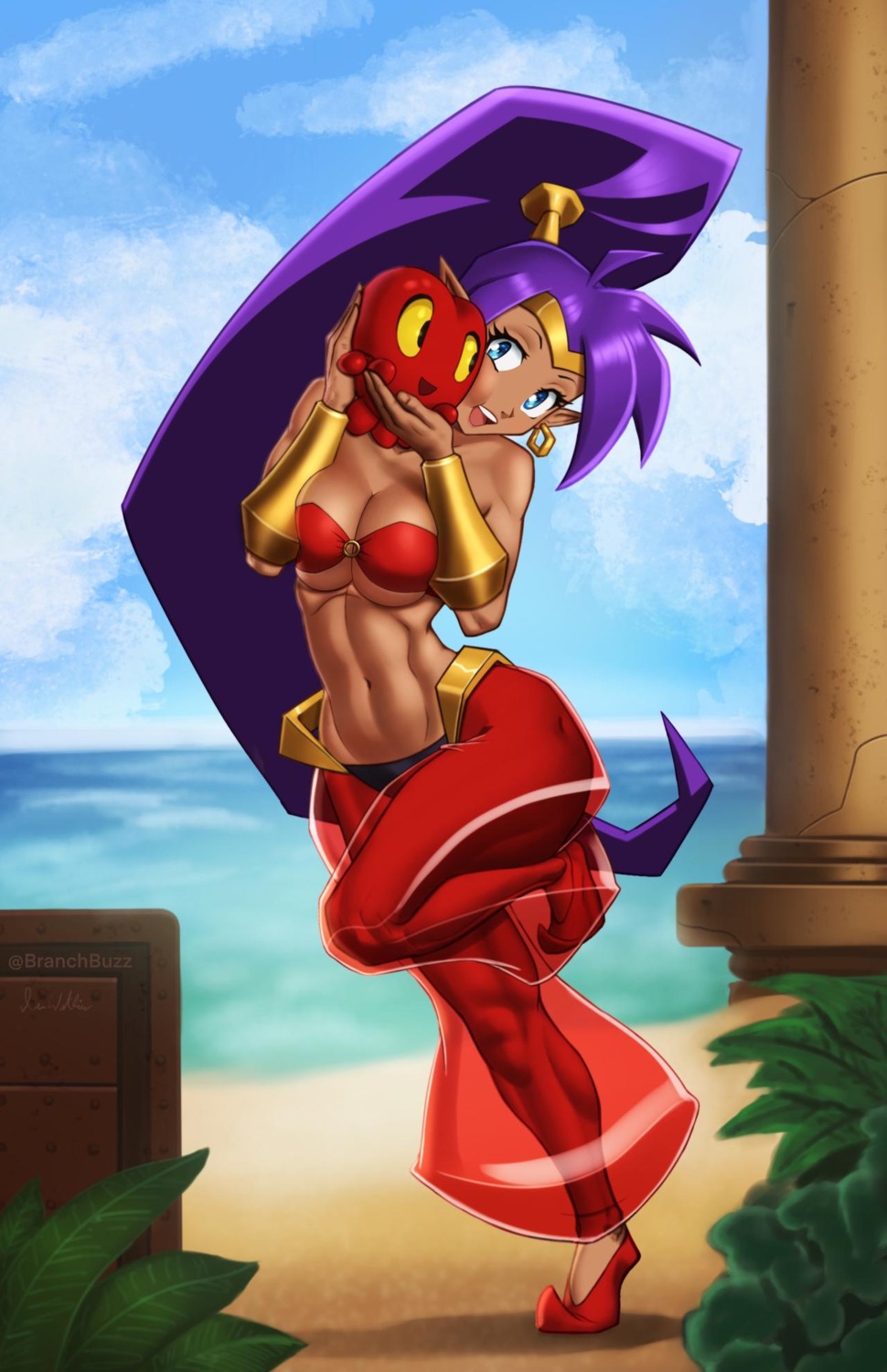 no_bra pointy_ears see_through shantae shantae_(character) tagme