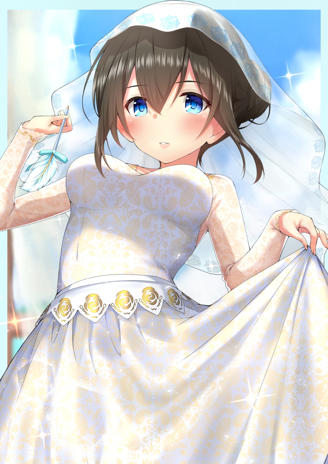 dress go-1 sagisawa_fumika skirt_lift the_idolm@ster the_idolm@ster_cinderella_girls wedding_dress