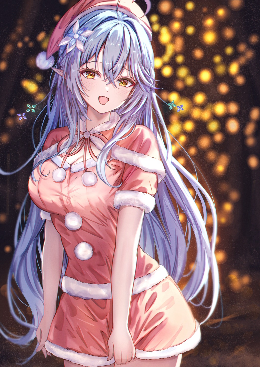 christmas elf hololive mito_soosu pointy_ears yukihana_lamy