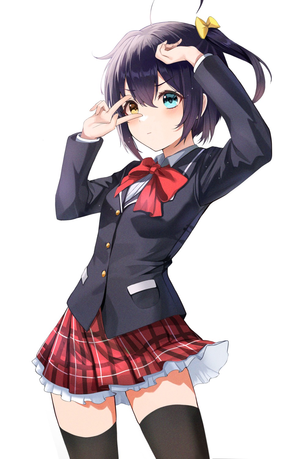 chuunibyou_demo_koi_ga_shitai! heterochromia seifuku takanashi_rikka thighhighs watermelon_(subak_jelly)