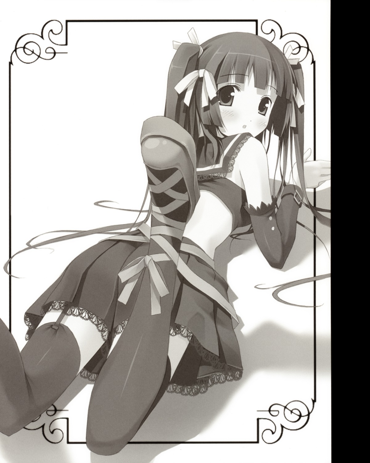 5_nenme_no_houkago kantoku monochrome seifuku stockings thighhighs