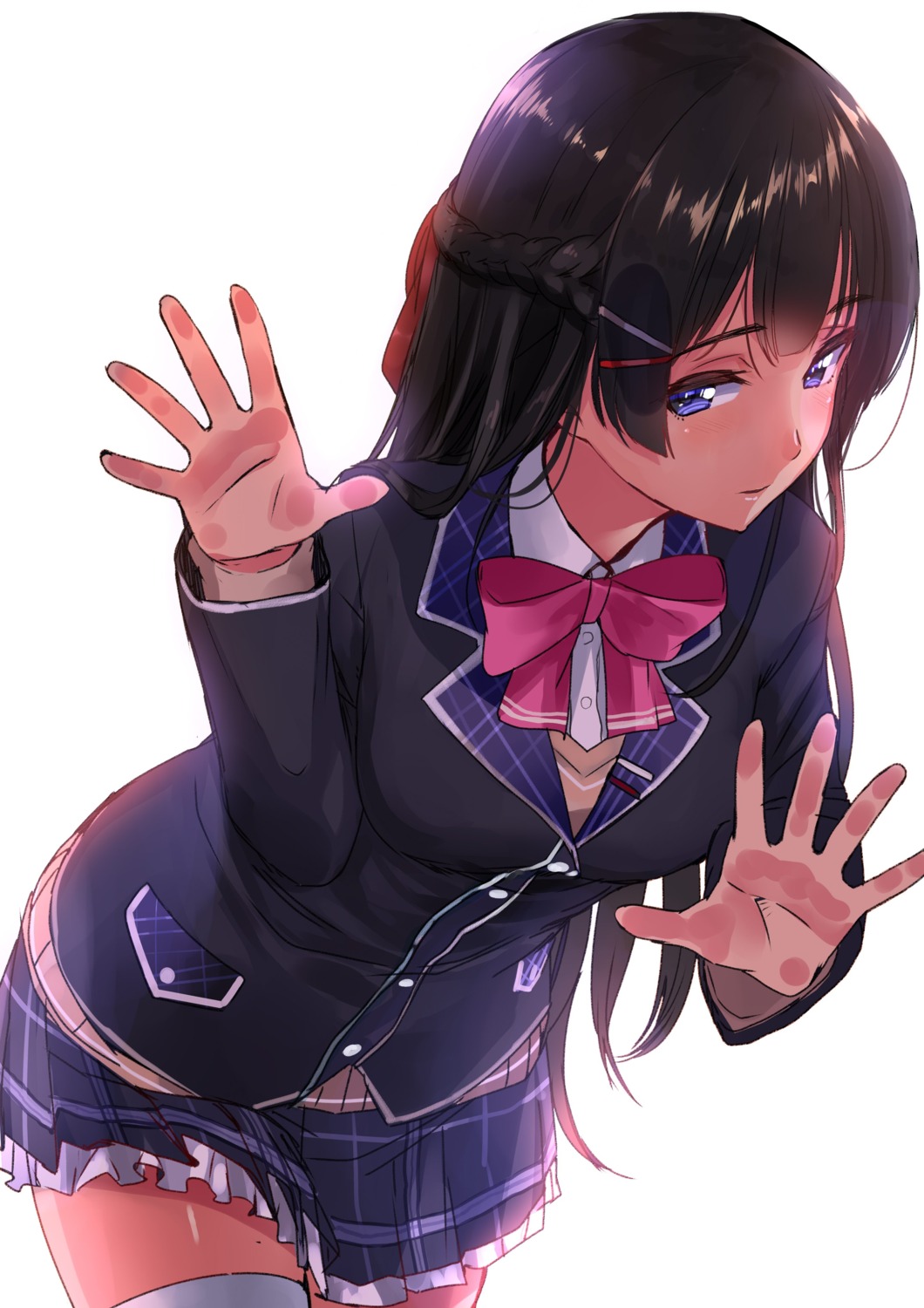 akasa_ai nijisanji seifuku sweater thighhighs tsukino_mito