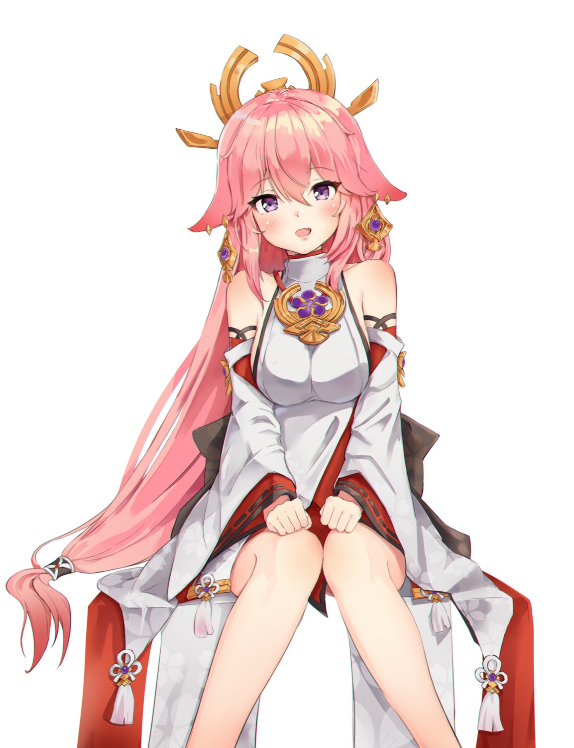 animal_ears genshin_impact japanese_clothes kitsune no_bra syan_(4767269) yae_miko