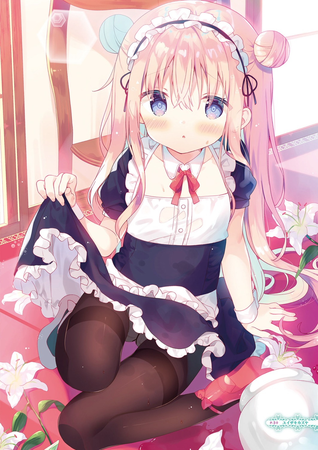 cameltoe heels loli maid pantsu pantyhose see_through skirt_lift wet_clothes yuizaki_kazuya