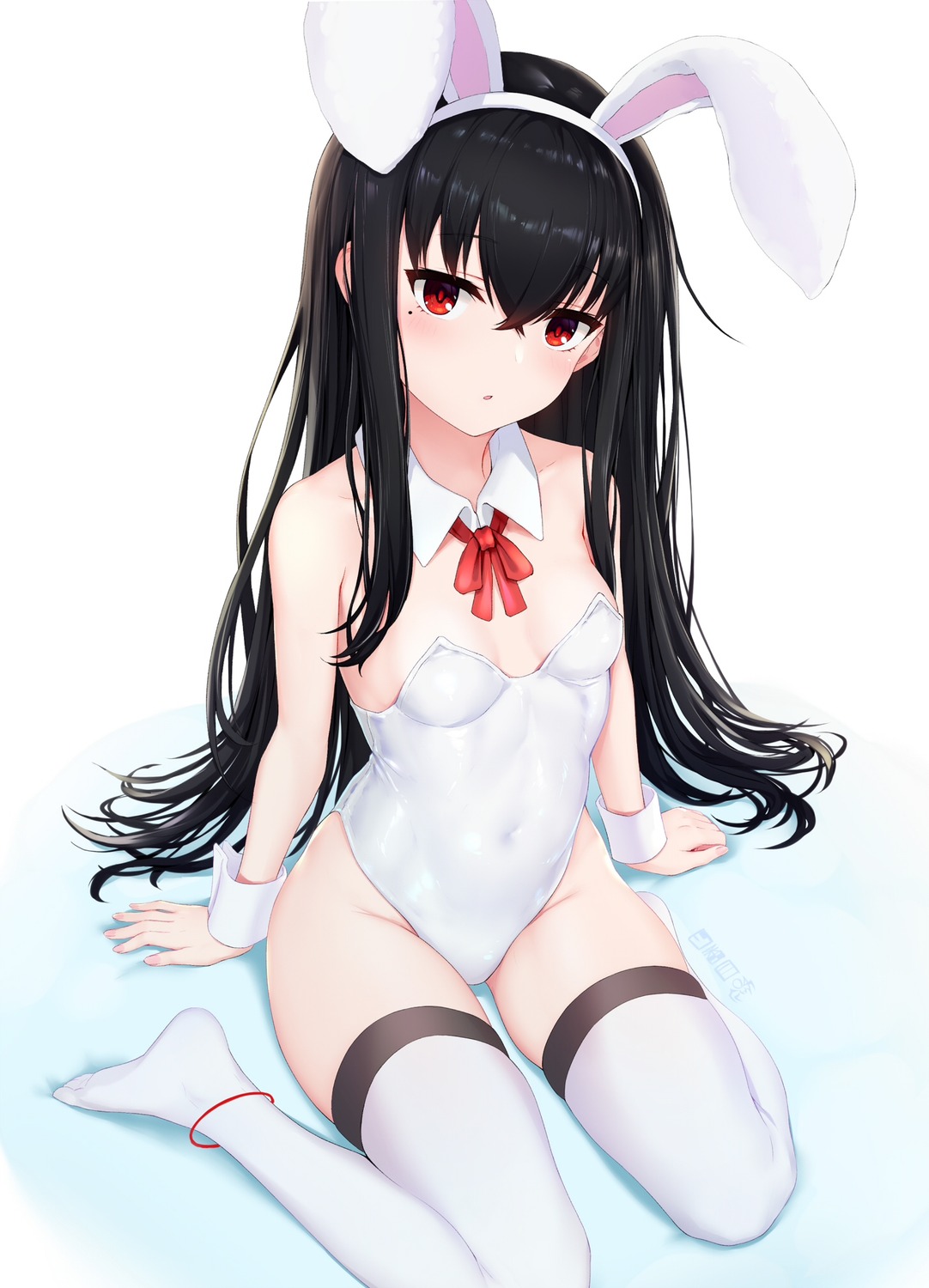 animal_ears bunny_ears bunny_girl no_bra shibanme_tekikumo thighhighs