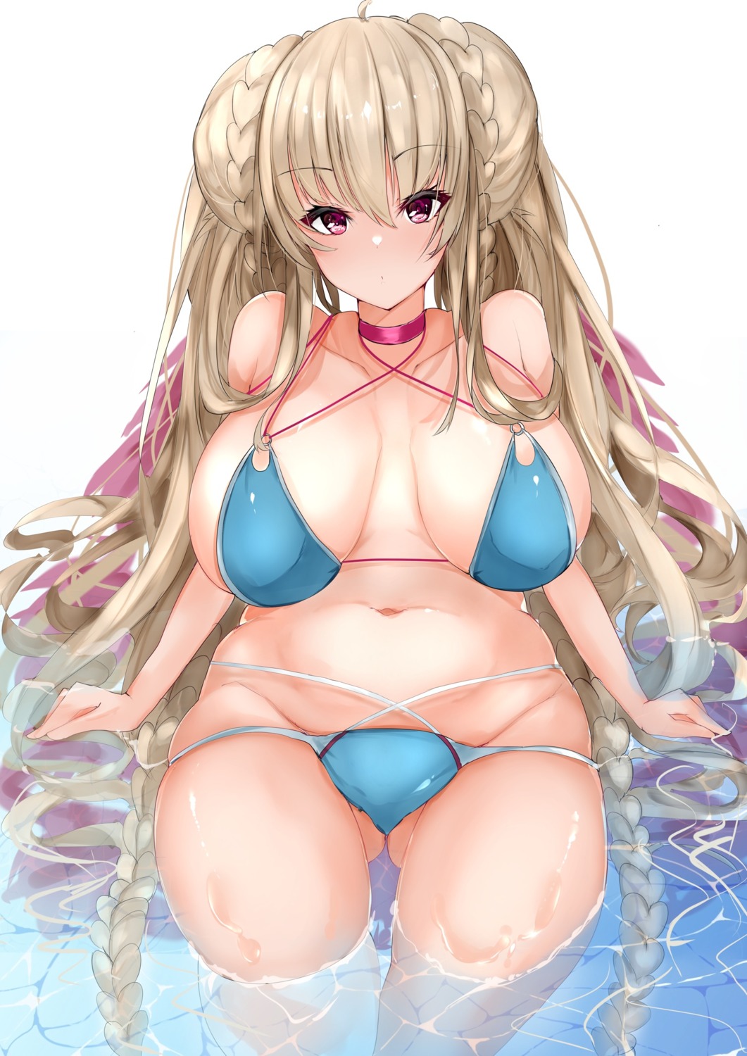 azur_lane bikini formidable_(azur_lane) mutou_(94753939) swimsuits thighhighs wet