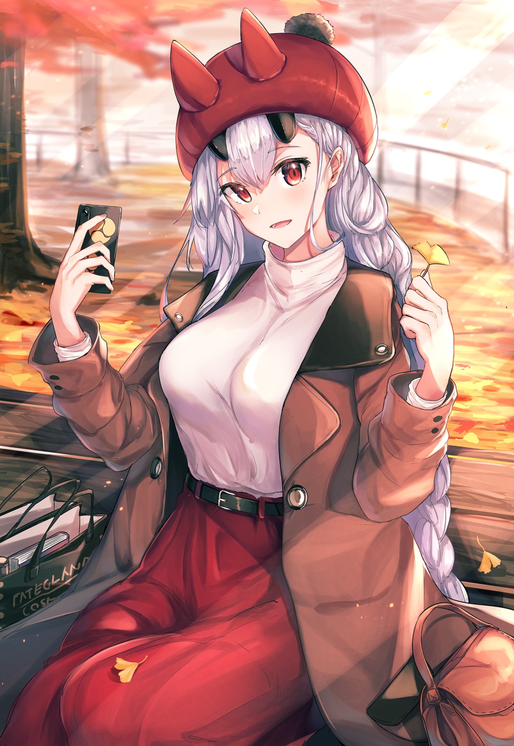 fate/grand_order gu_luco horns sweater tomoe_gozen_(fate/grand_order)