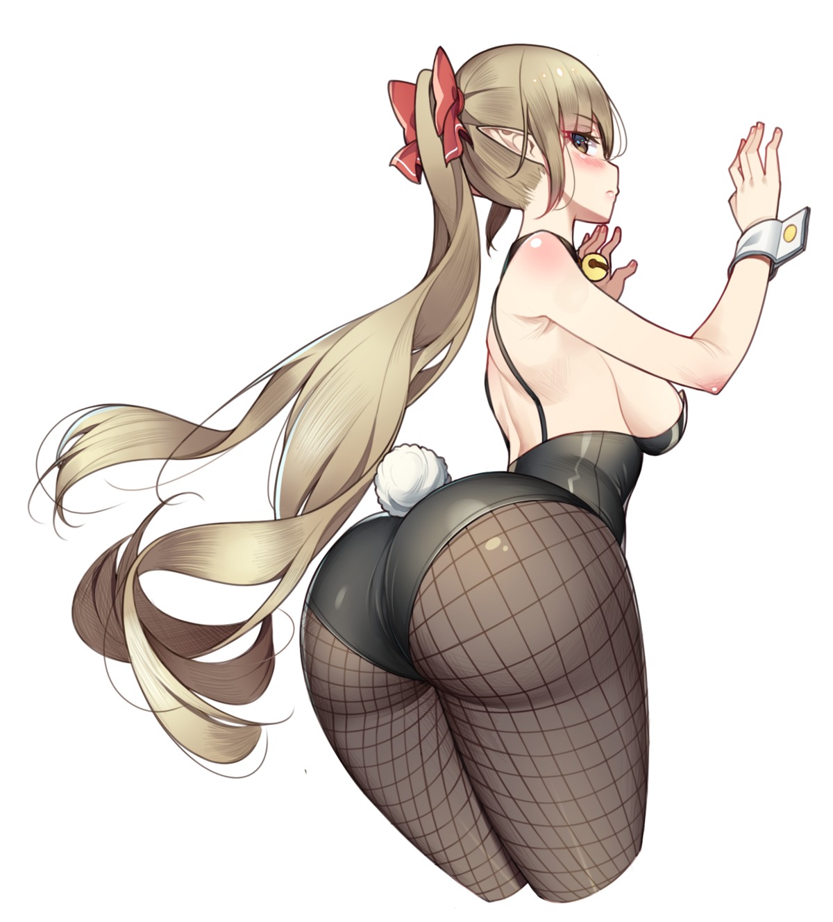 ass bunny_girl elf fishnets hop3 no_bra pantyhose pointy_ears tail