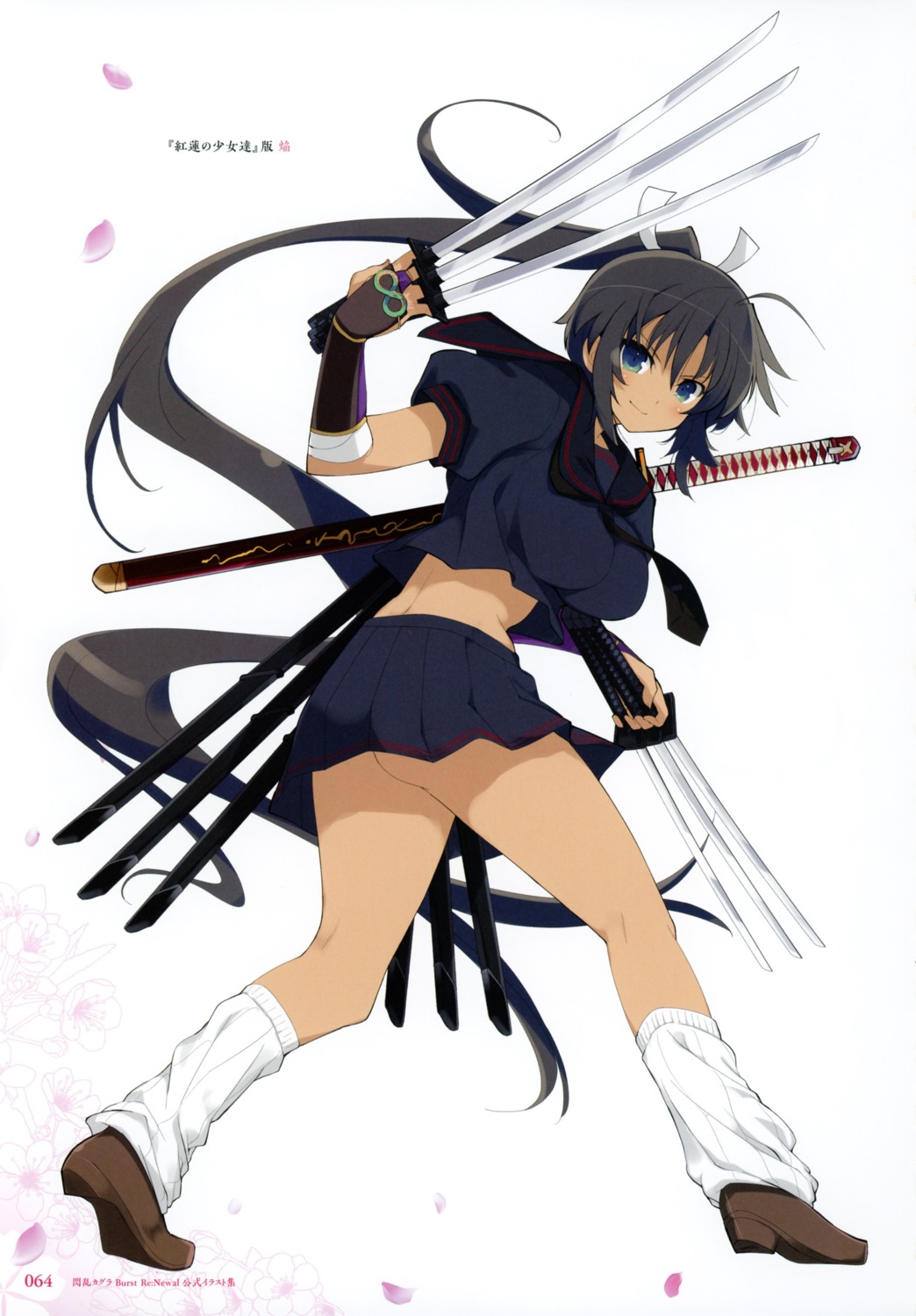 homura_(senran_kagura) seifuku senran_kagura sword weapon yaegashi_nan
