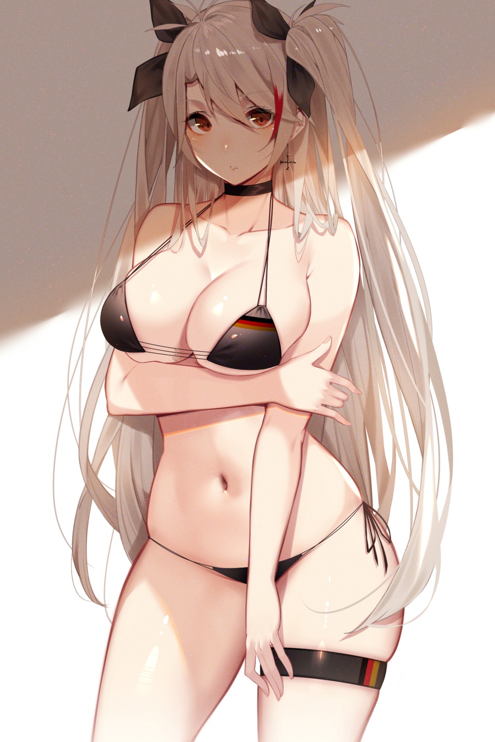 azur_lane bikini breast_hold garter kisui prinz_eugen_(azur_lane) swimsuits