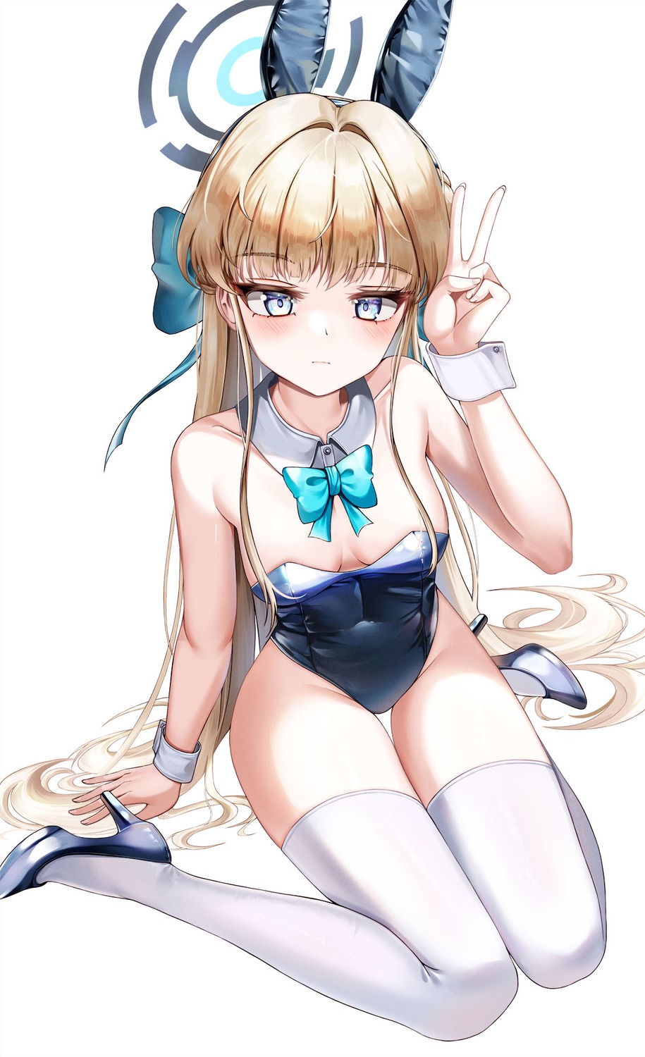 animal_ears asuma_toki blue_archive bunny_ears bunny_girl chanpower233 halo heels no_bra thighhighs