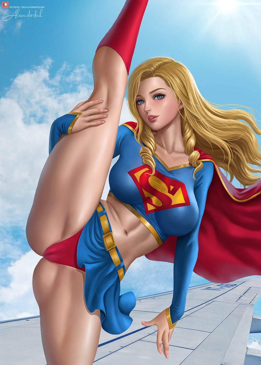 alexanderdinh cameltoe dc_comics pantsu skirt_lift supergirl supergirl_(character) uniform