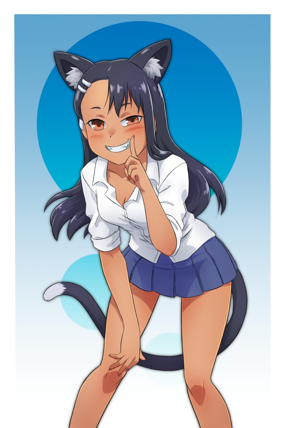 animal_ears ijiranaide_nagatoro-san nagatoro_hayase nekomimi seifuku tail uzikowa