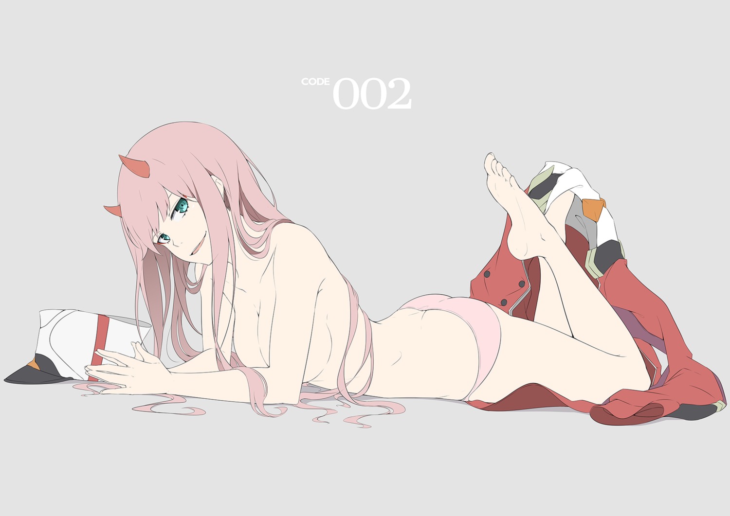 darling_in_the_franxx feet horns masabodo pantsu topless zero_two_(darling_in_the_franxx)