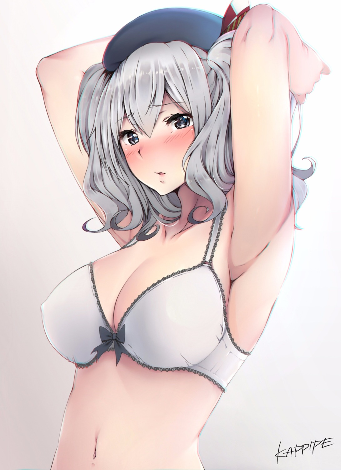 bra cleavage erect_nipples kantai_collection kappipe0520 kashima_(kancolle)