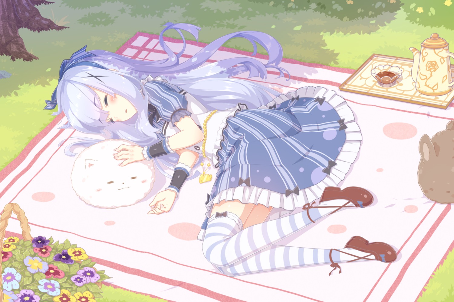 dress gochuumon_wa_usagi_desu_ka? kafuu_chino senba_hikari thighhighs tippy_(gochuumon_wa_usagi_desu_ka?)