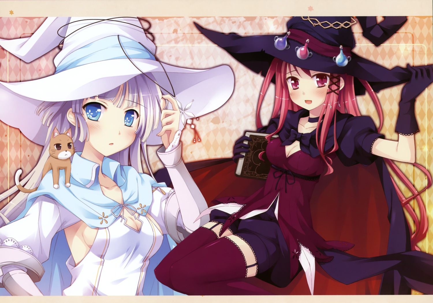 cleavage dress hinomiya_ayari ko~cha neko windmill_oasis witch witch's_garden yukimura_suzuno