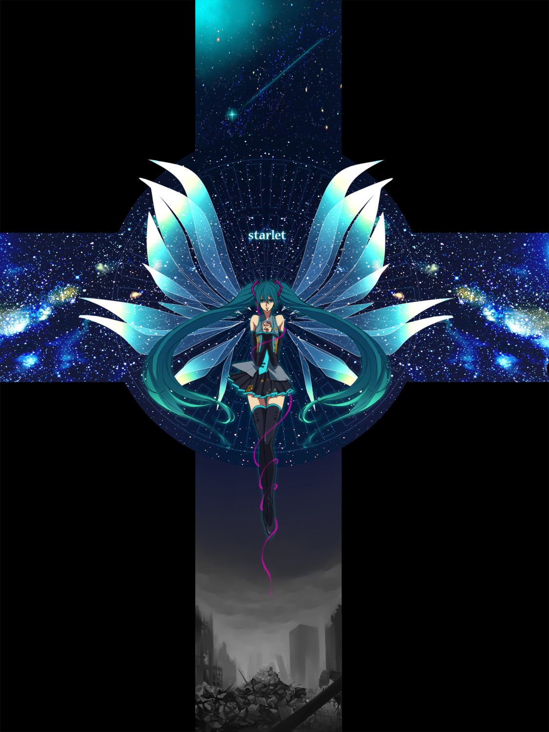 hatsune_miku katase_waka thighhighs vocaloid wings