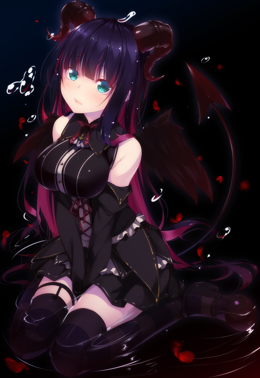 horns mogu panty_&_stocking_with_garterbelt stocking tail thighhighs wet wings