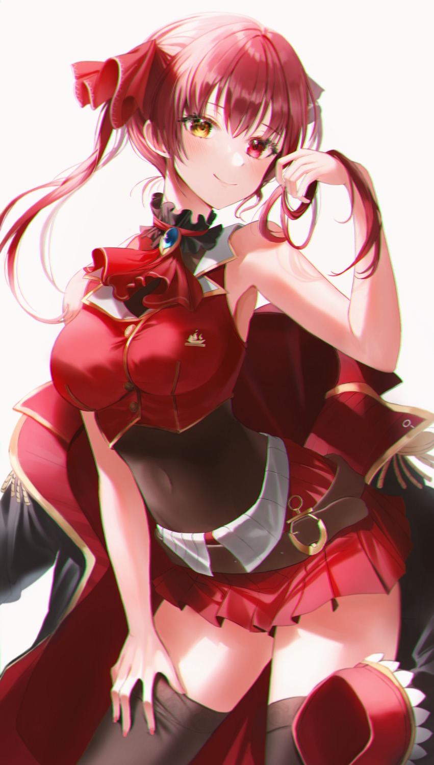 heterochromia hololive houshou_marine ochya thighhighs