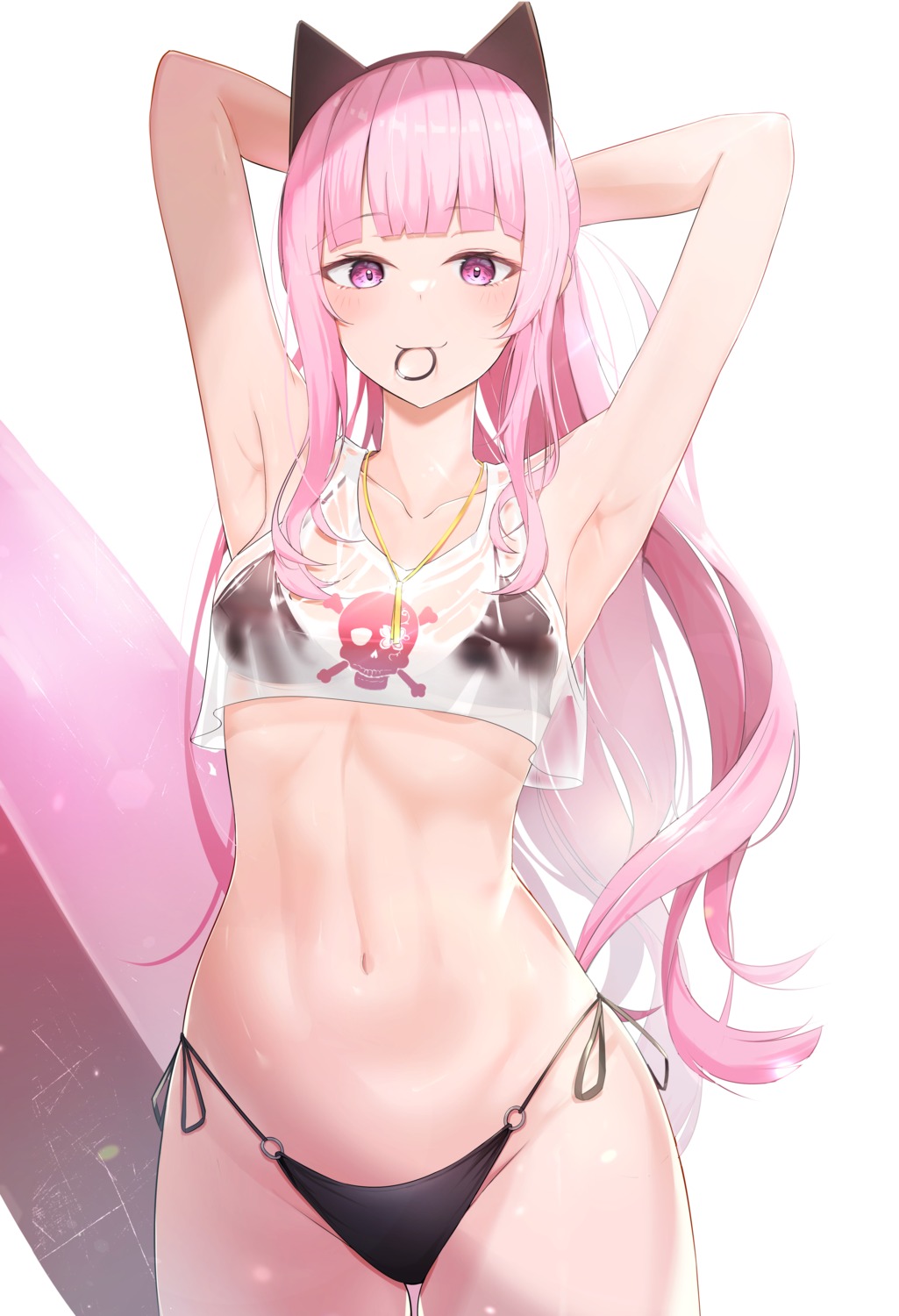 bikini hololive hololive_english mori_calliope see_through swimsuits three_twosix