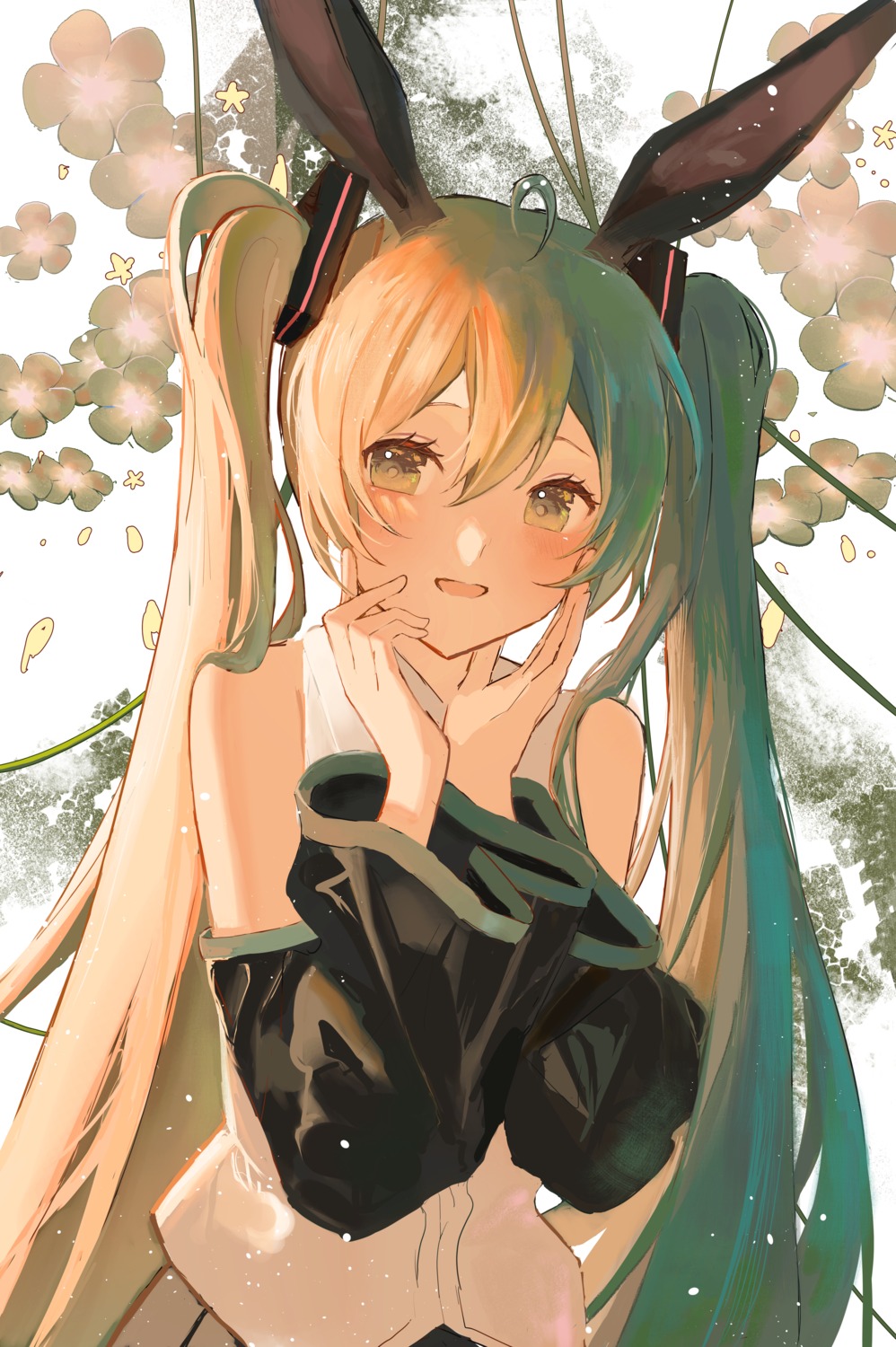 animal_ears bunny_ears hatsune_miku vocaloid yurun_(yurun_ume)