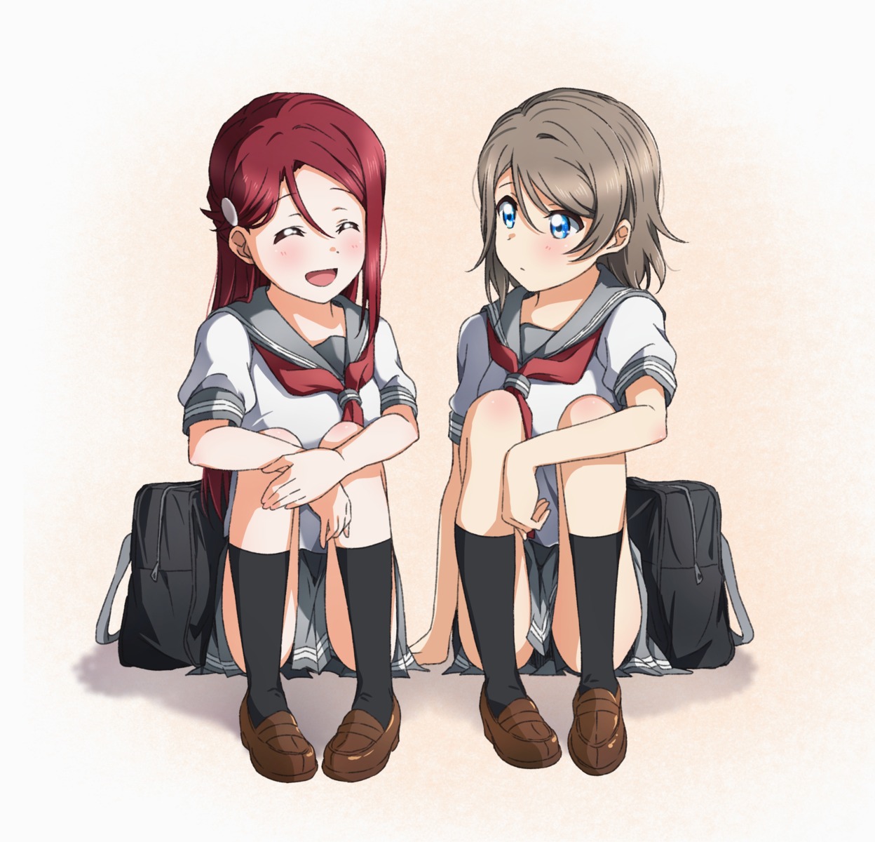 love_live!_sunshine!! sakurauchi_riko seifuku skirt_lift watanabe_you yuchi_(salmon-1000)