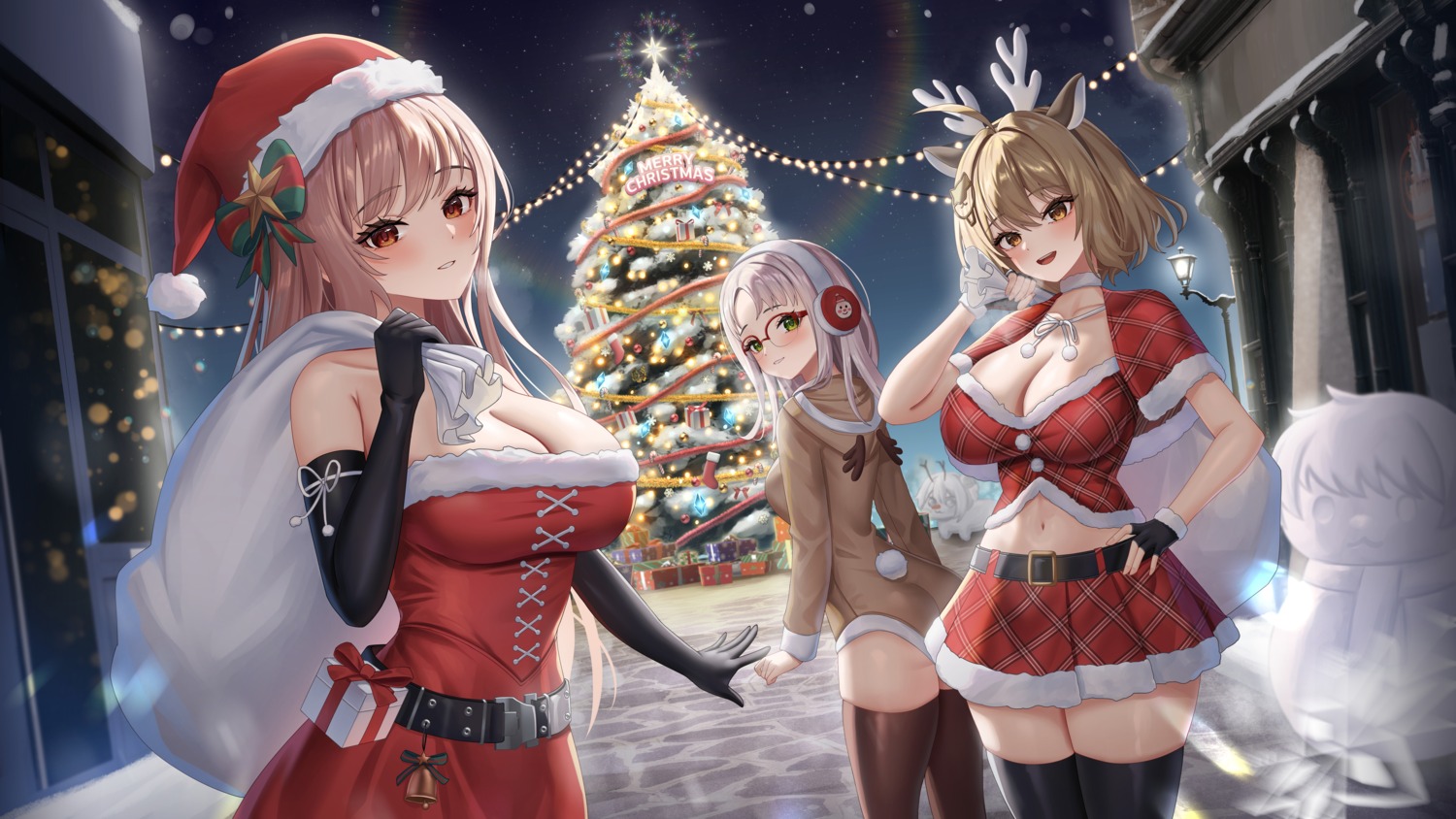 animal_ears anis ass christmas goddess_of_victory:_nikke headphones horns megane neon_(nikke) no_bra rapi_(nikke) subob tail thighhighs