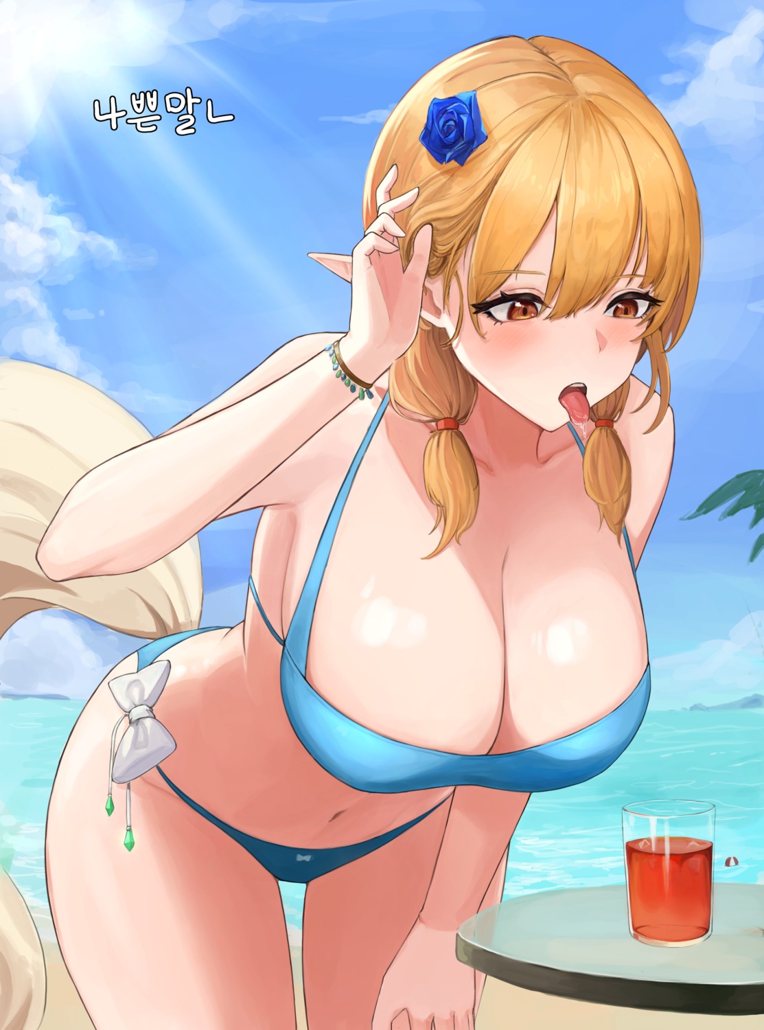 bikini buff_bard pointy_ears swimsuits tail