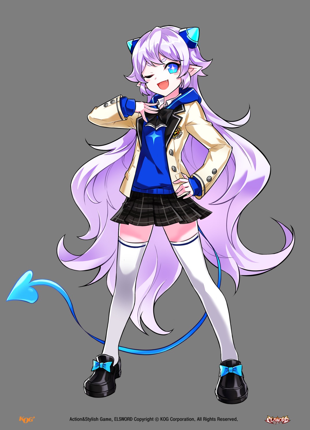 elsword lu_(elsword) pointy_ears seifuku tagme tail thighhighs transparent_png
