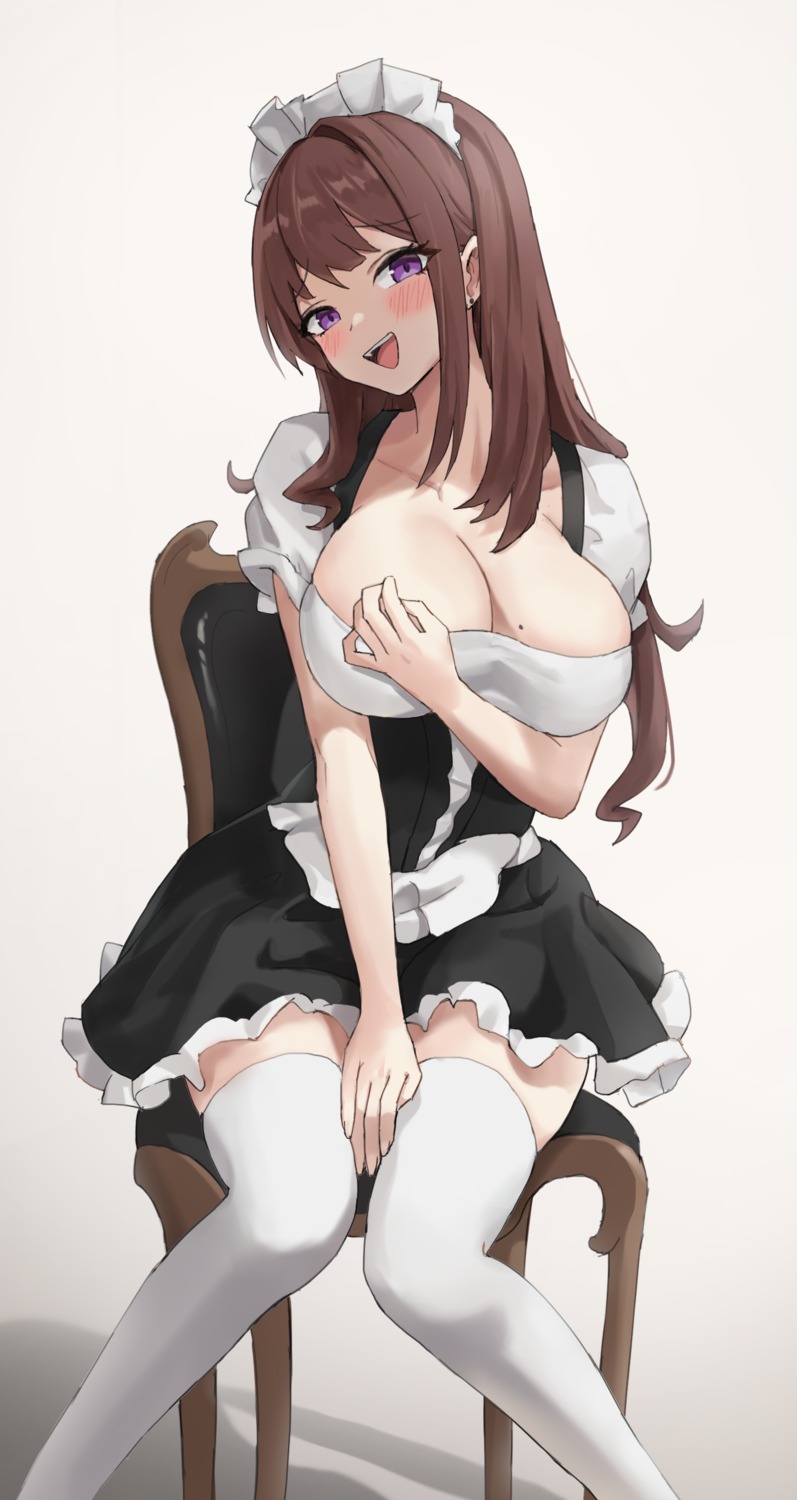 jag_ging maid no_bra thighhighs